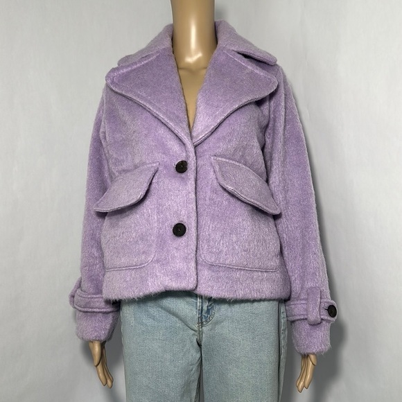 a new day Jackets & Blazers - Women's 2 Button Jacket A New Day (K833K2) Pink Faux fur Warm Pockets